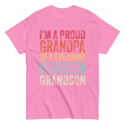 Vintage Funny I’m a Proud Grandpa of a Freaking Awesome Grandson Retro T-shirt