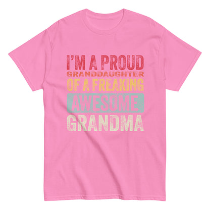 Vintage Funny I’m a Proud Granddaughter of a Freaking Awesome Grandma Retro T-shirt