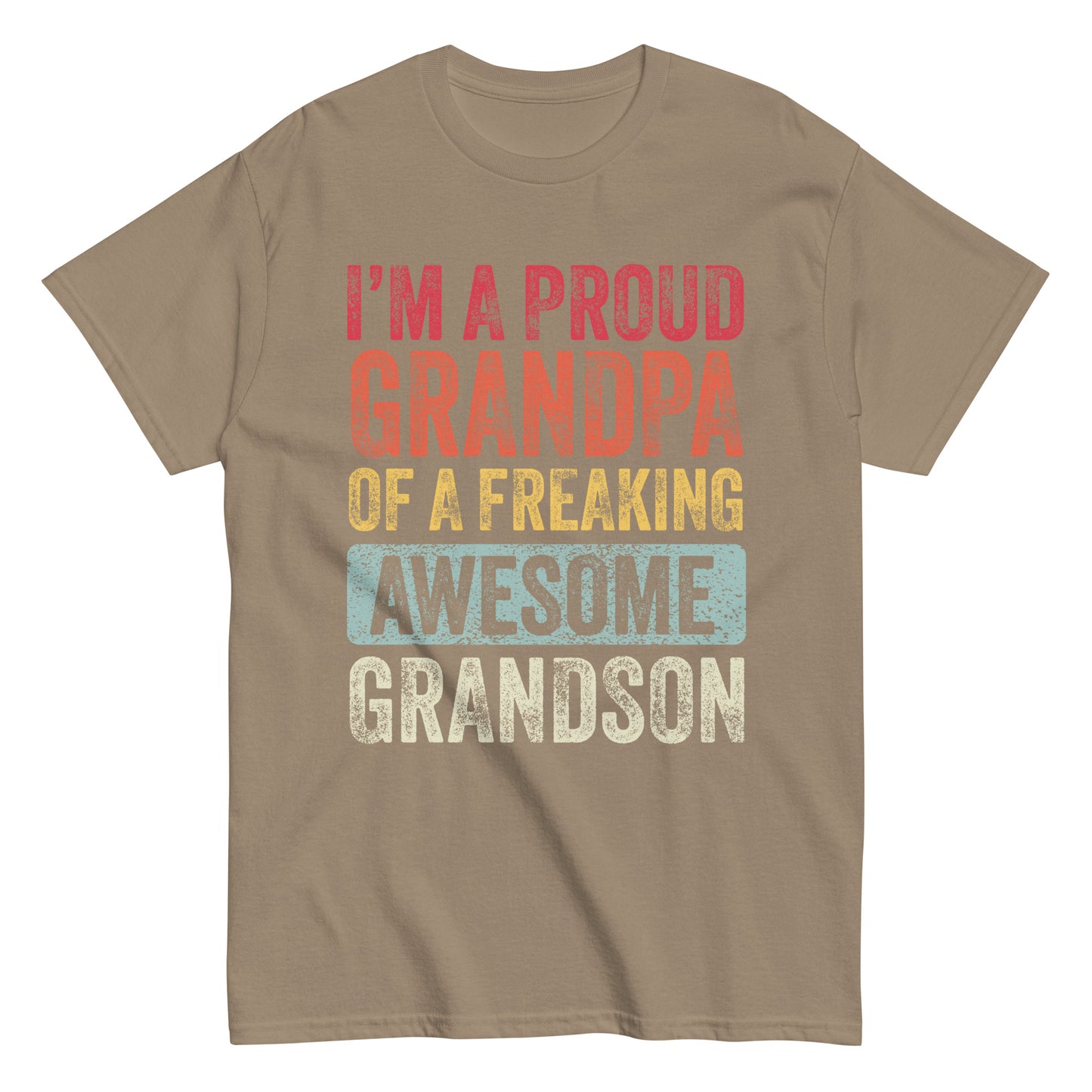 Vintage Funny I’m a Proud Grandpa of a Freaking Awesome Grandson Retro T-shirt