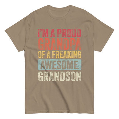 Vintage Funny I’m a Proud Grandpa of a Freaking Awesome Grandson Retro T-shirt