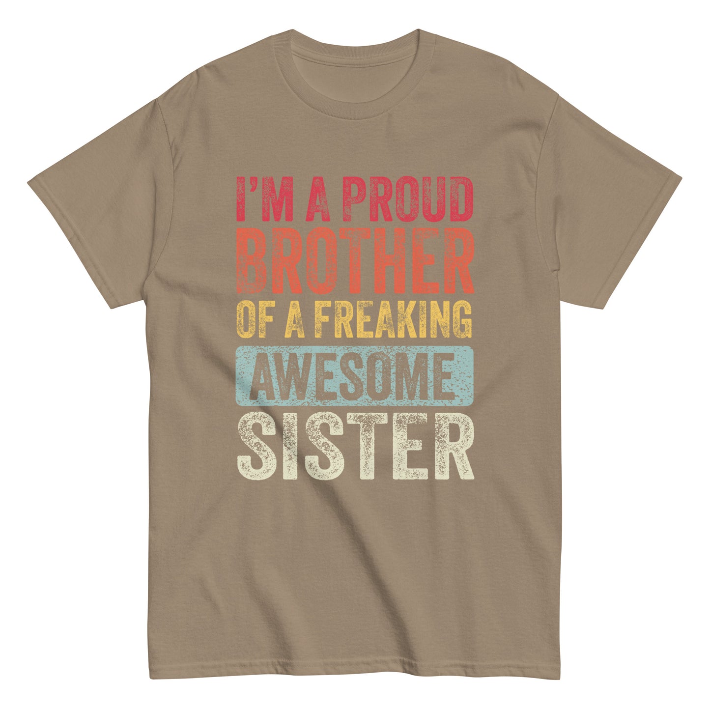 Vintage Funny I’m a Proud Brother of a Freaking Awesome Sister Retro T-shirt