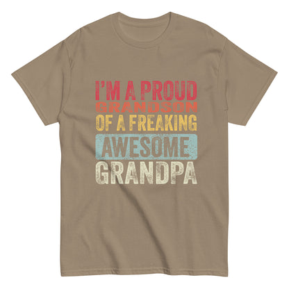 Vintage Funny I’m a Proud Grandson of a Freaking Awesome Grandpa Retro T-shirt