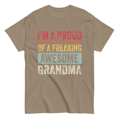 Vintage Funny I’m a Proud Granddaughter of a Freaking Awesome Grandma Retro T-shirt