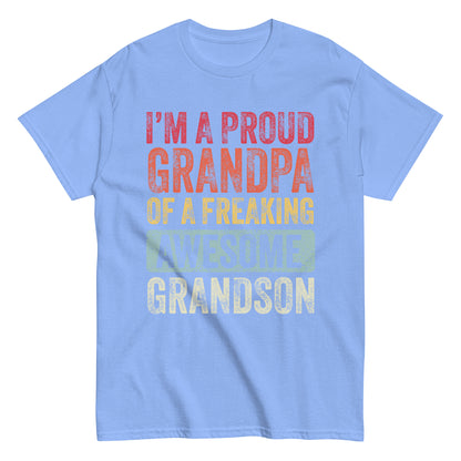 Vintage Funny I’m a Proud Grandpa of a Freaking Awesome Grandson Retro T-shirt