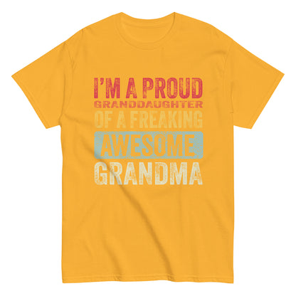 Vintage Funny I’m a Proud Granddaughter of a Freaking Awesome Grandma Retro T-shirt