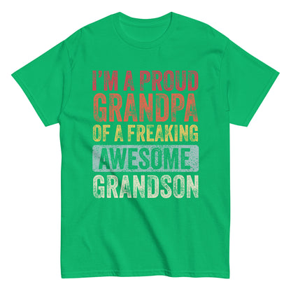 Vintage Funny I’m a Proud Grandpa of a Freaking Awesome Grandson Retro T-shirt