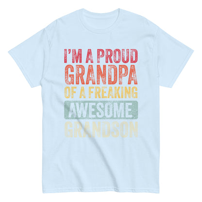 Vintage Funny I’m a Proud Grandpa of a Freaking Awesome Grandson Retro T-shirt