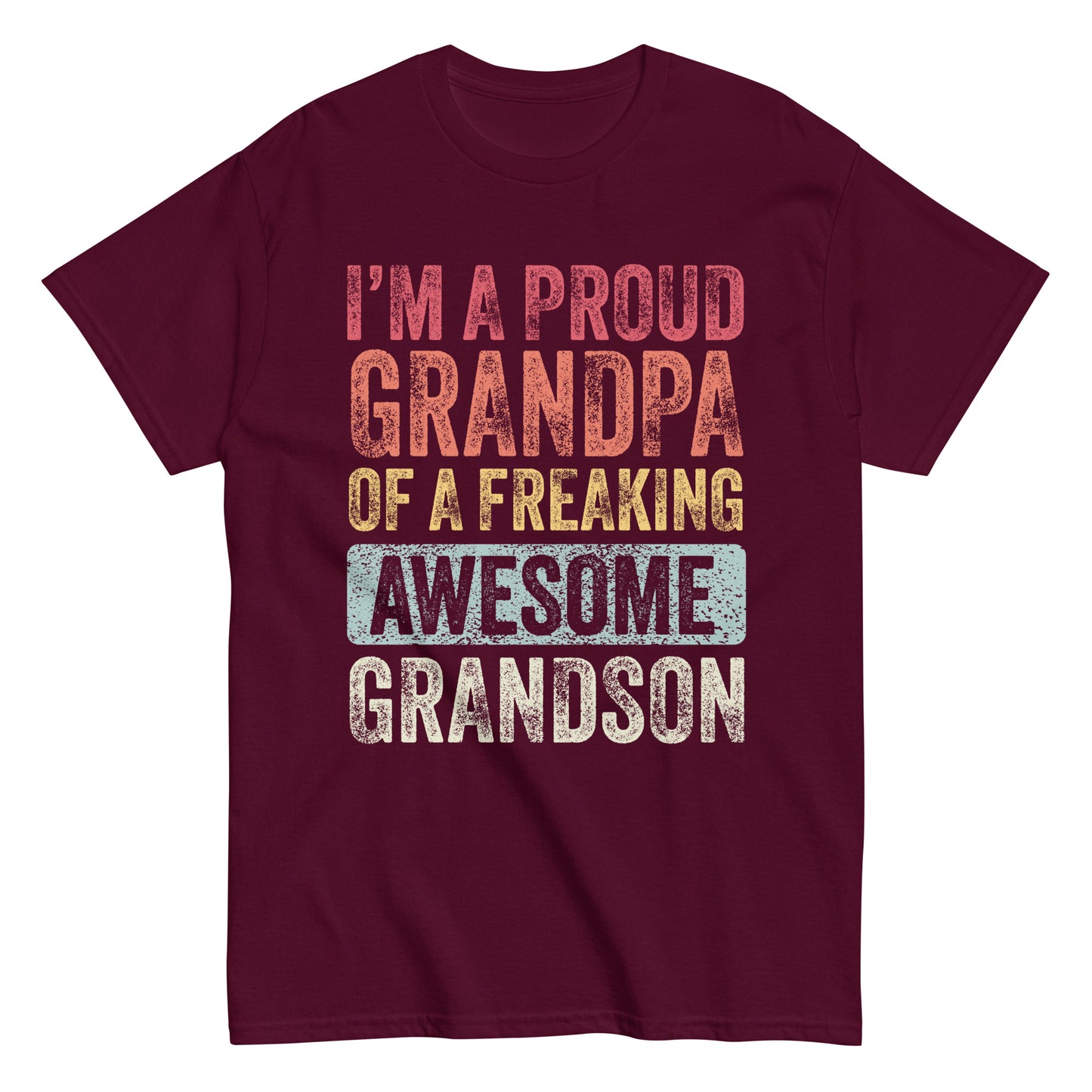 Vintage Funny I’m a Proud Grandpa of a Freaking Awesome Grandson Retro T-shirt