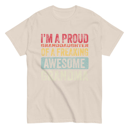 Vintage Funny I’m a Proud Granddaughter of a Freaking Awesome Grandma Retro T-shirt