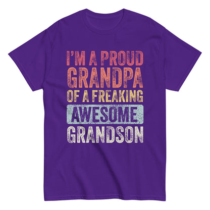 Vintage Funny I’m a Proud Grandpa of a Freaking Awesome Grandson Retro T-shirt