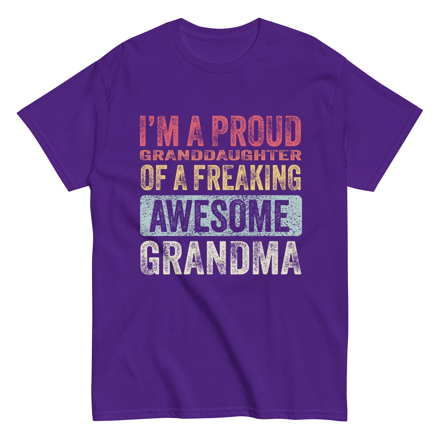 Vintage Funny I’m a Proud Granddaughter of a Freaking Awesome Grandma Retro T-shirt