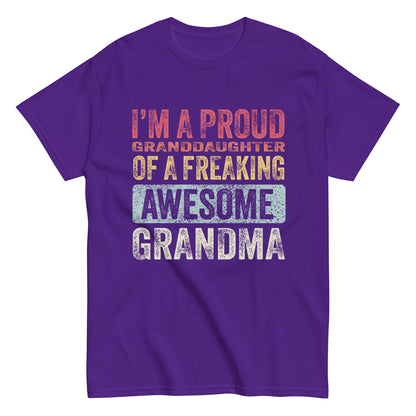 Vintage Funny I’m a Proud Granddaughter of a Freaking Awesome Grandma Retro T-shirt