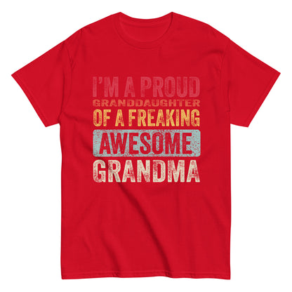 Vintage Funny I’m a Proud Granddaughter of a Freaking Awesome Grandma Retro T-shirt