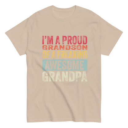 Vintage Funny I’m a Proud Grandson of a Freaking Awesome Grandpa Retro T-shirt