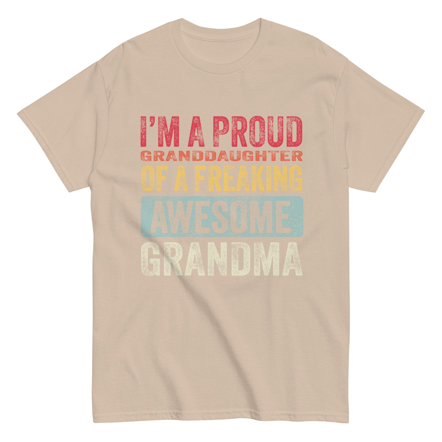 Vintage Funny I’m a Proud Granddaughter of a Freaking Awesome Grandma Retro T-shirt