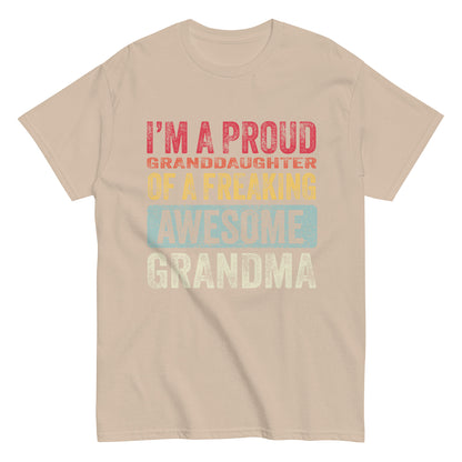 Vintage Funny I’m a Proud Granddaughter of a Freaking Awesome Grandma Retro T-shirt