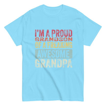 Vintage Funny I’m a Proud Grandson of a Freaking Awesome Grandpa Retro T-shirt