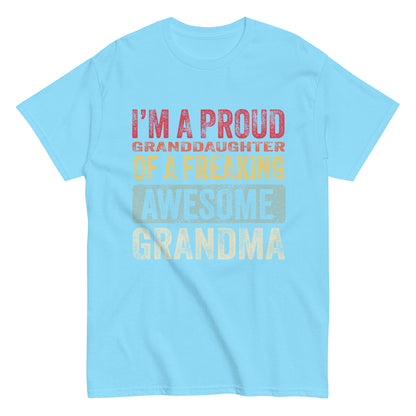 Vintage Funny I’m a Proud Granddaughter of a Freaking Awesome Grandma Retro T-shirt