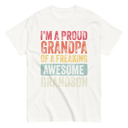 Vintage Funny I’m a Proud Grandpa of a Freaking Awesome Grandson Retro T-shirt