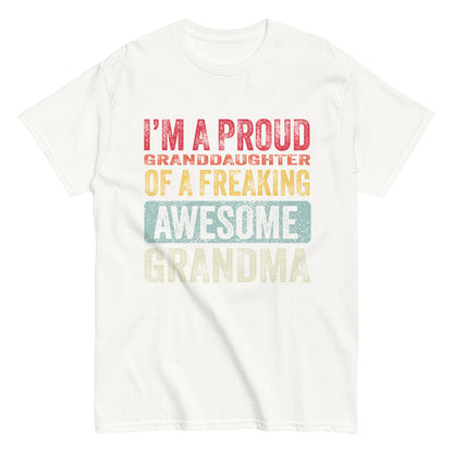 Vintage Funny I’m a Proud Granddaughter of a Freaking Awesome Grandma Retro T-shirt