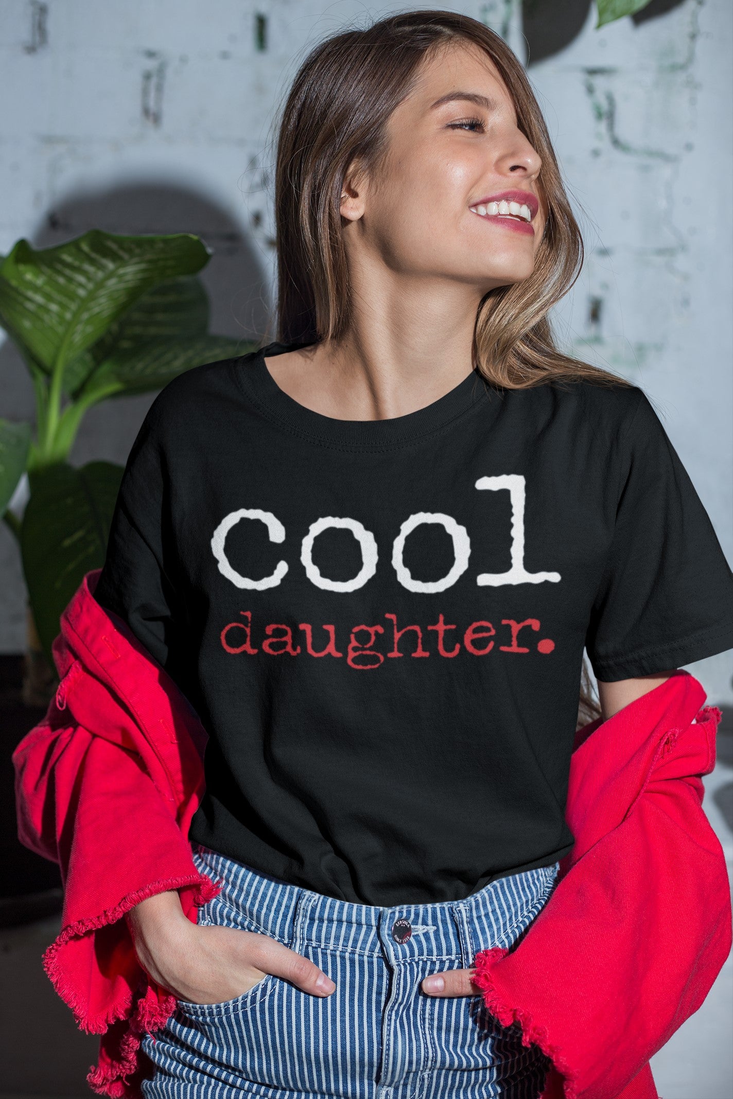 Funny Casual Cool Daughter T-shirt, unisex-t-shirt-mockup-featuring-a-happy-girl-with-a-trendy-outfit