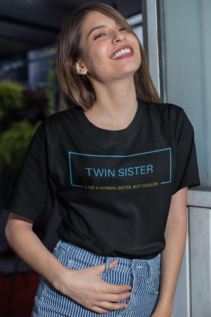 Funny Twin Sister T-shirt, unisex-tee-mockup-featuring-a-handsome-girl-smiling